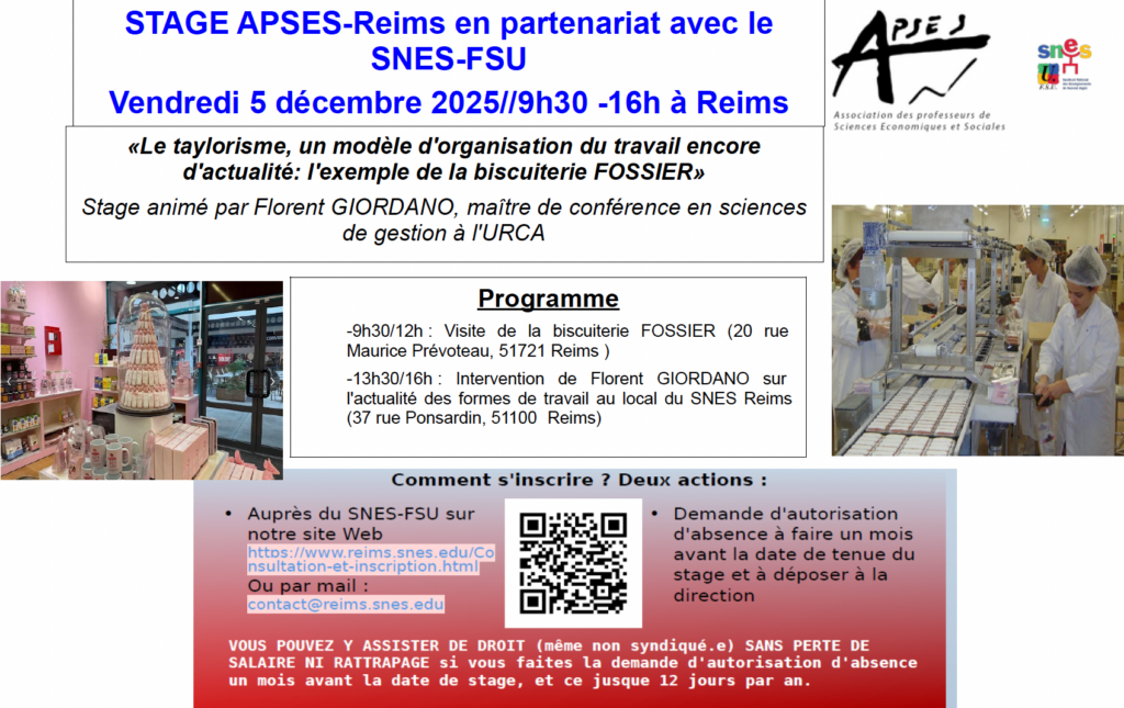 Affiche stage APSES Reims 6 décembre 2025